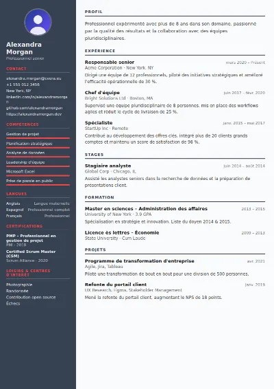 Modèle de CV Mechanical Engineer