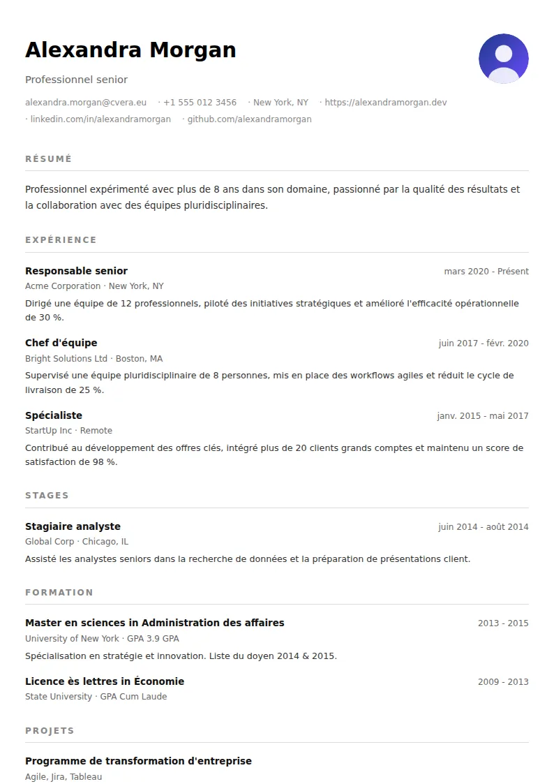 Modèle de CV Minimalist