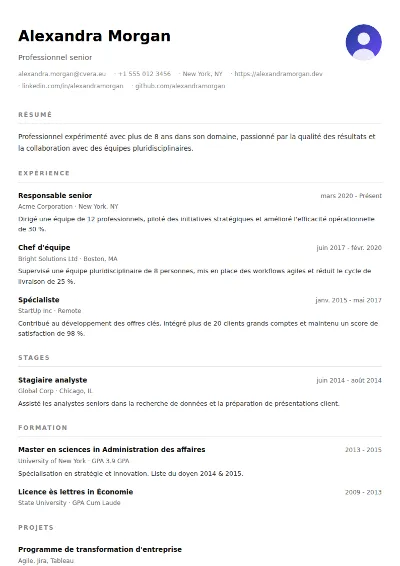 Modèle de CV Minimalist