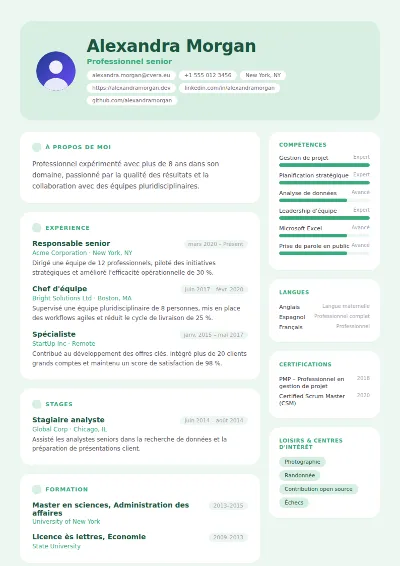 Modèle de CV Mint