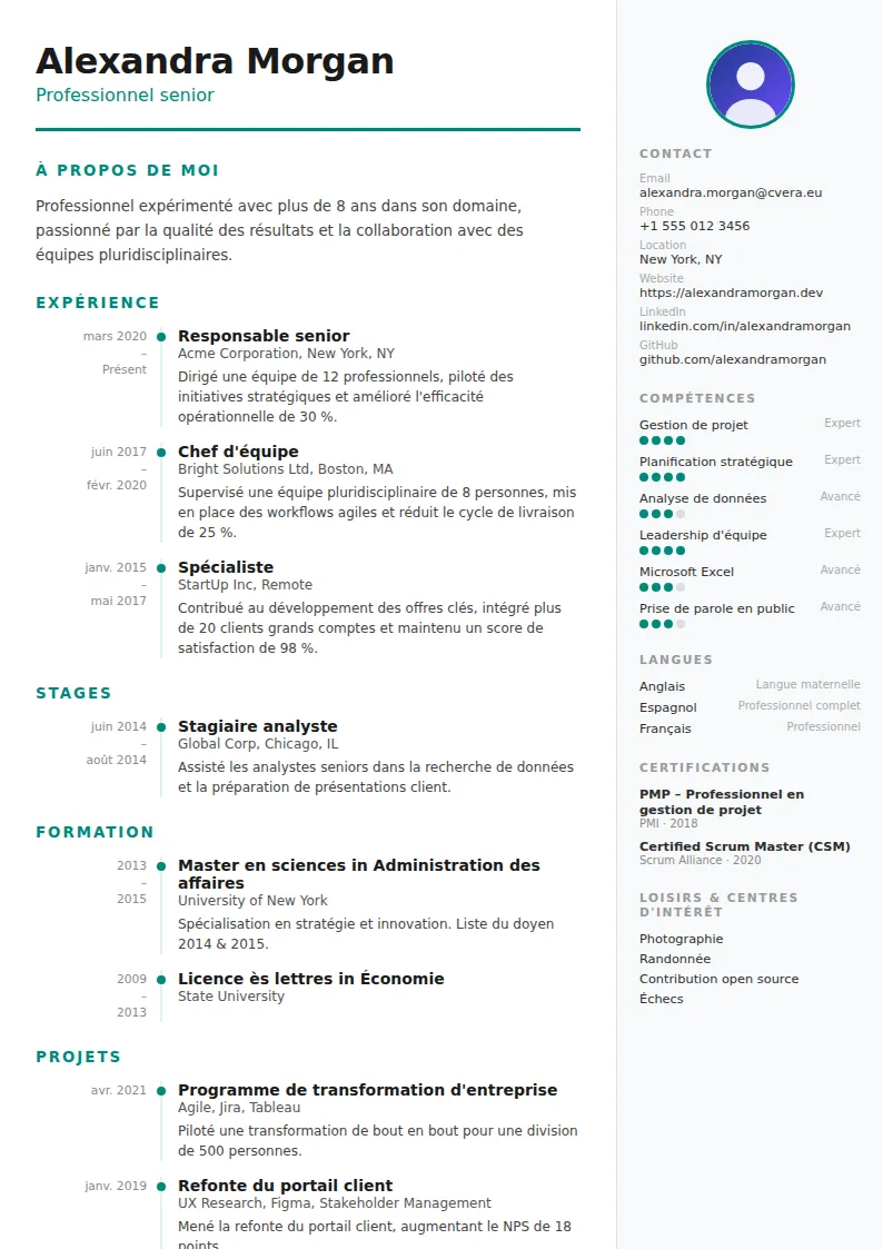 Modèle de CV Modern