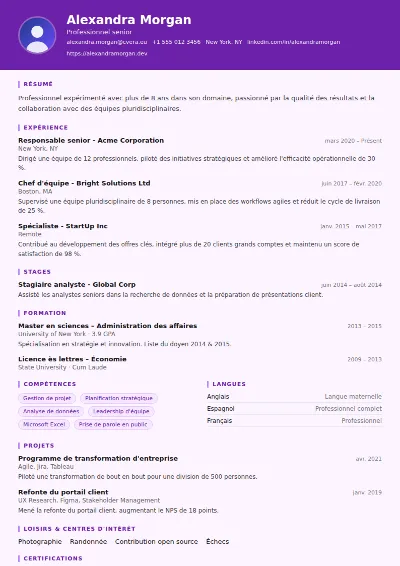 Modèle de CV Musician