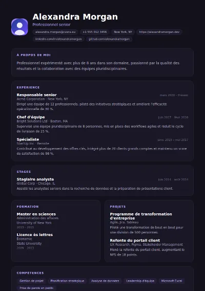 Modèle de CV Nightshift