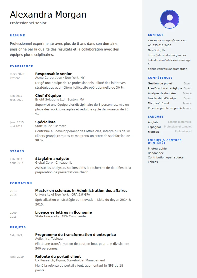 Modèle de CV Nordic