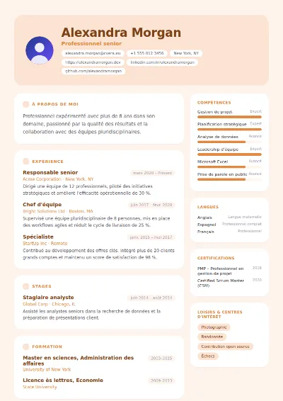 Modèle de CV Peach