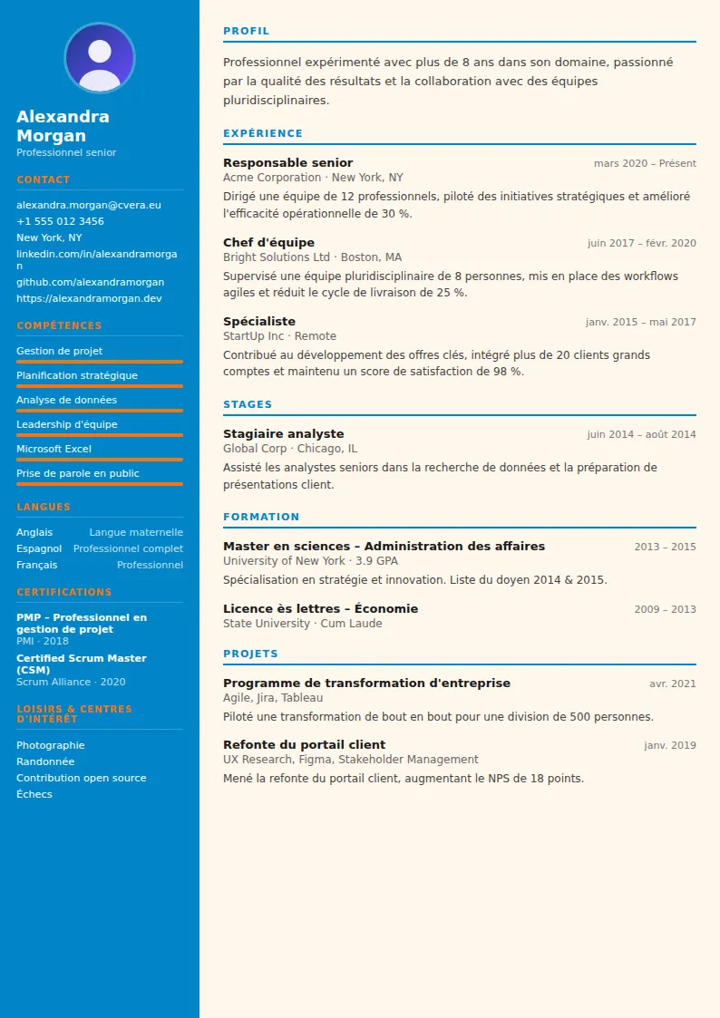 Modèle de CV Physiotherapist