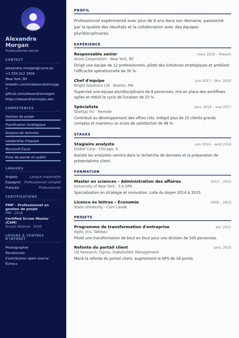 Modèle de CV Pilot