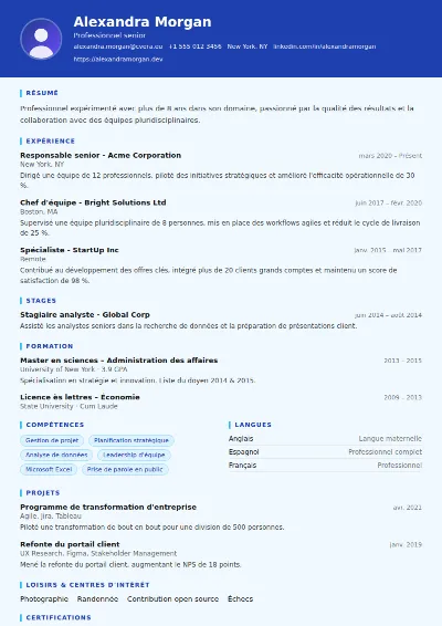 Modèle de CV Plumber
