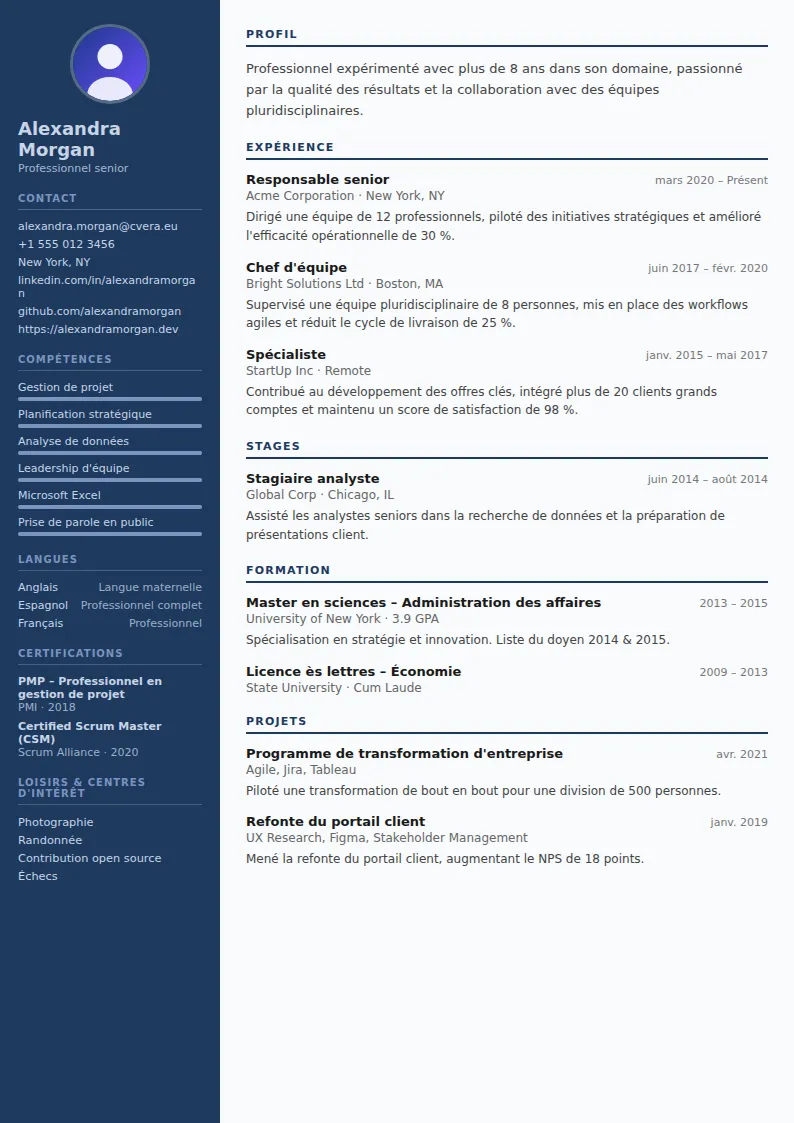 Modèle de CV Police