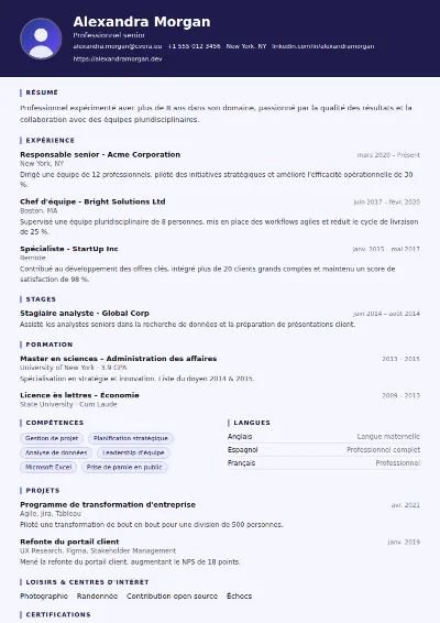 Modèle de CV Professor
