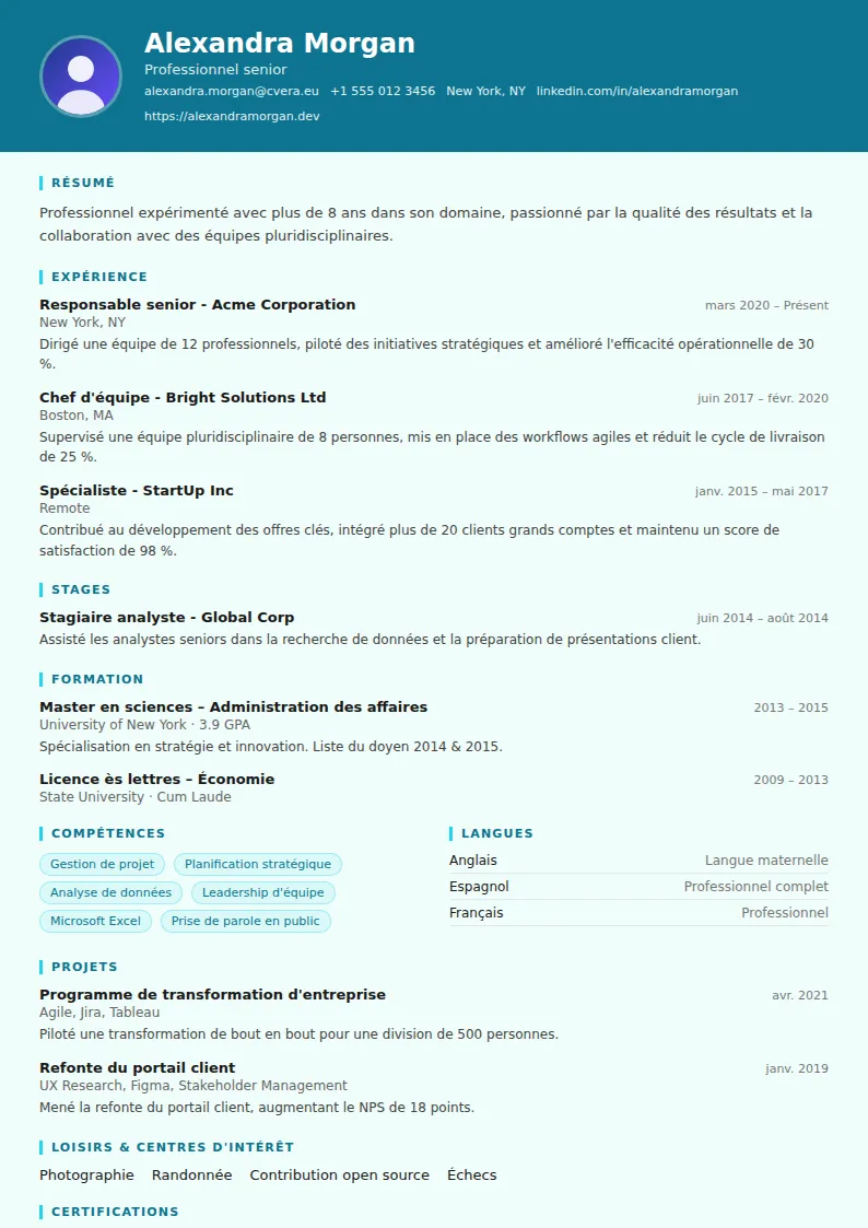 Modèle de CV Scientist