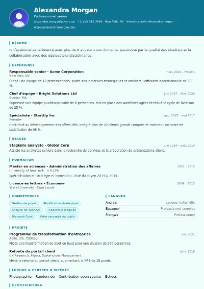 Modèle de CV Scientist