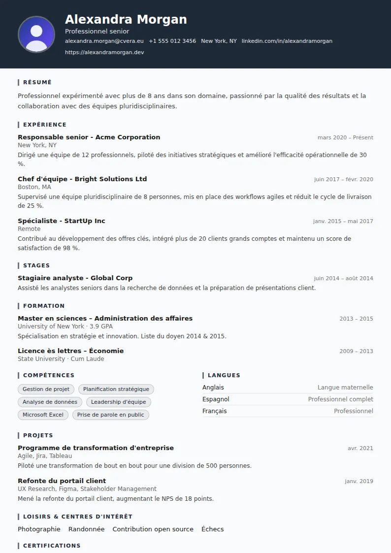 Modèle de CV Security Guard