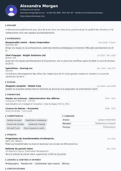 Modèle de CV Security Guard
