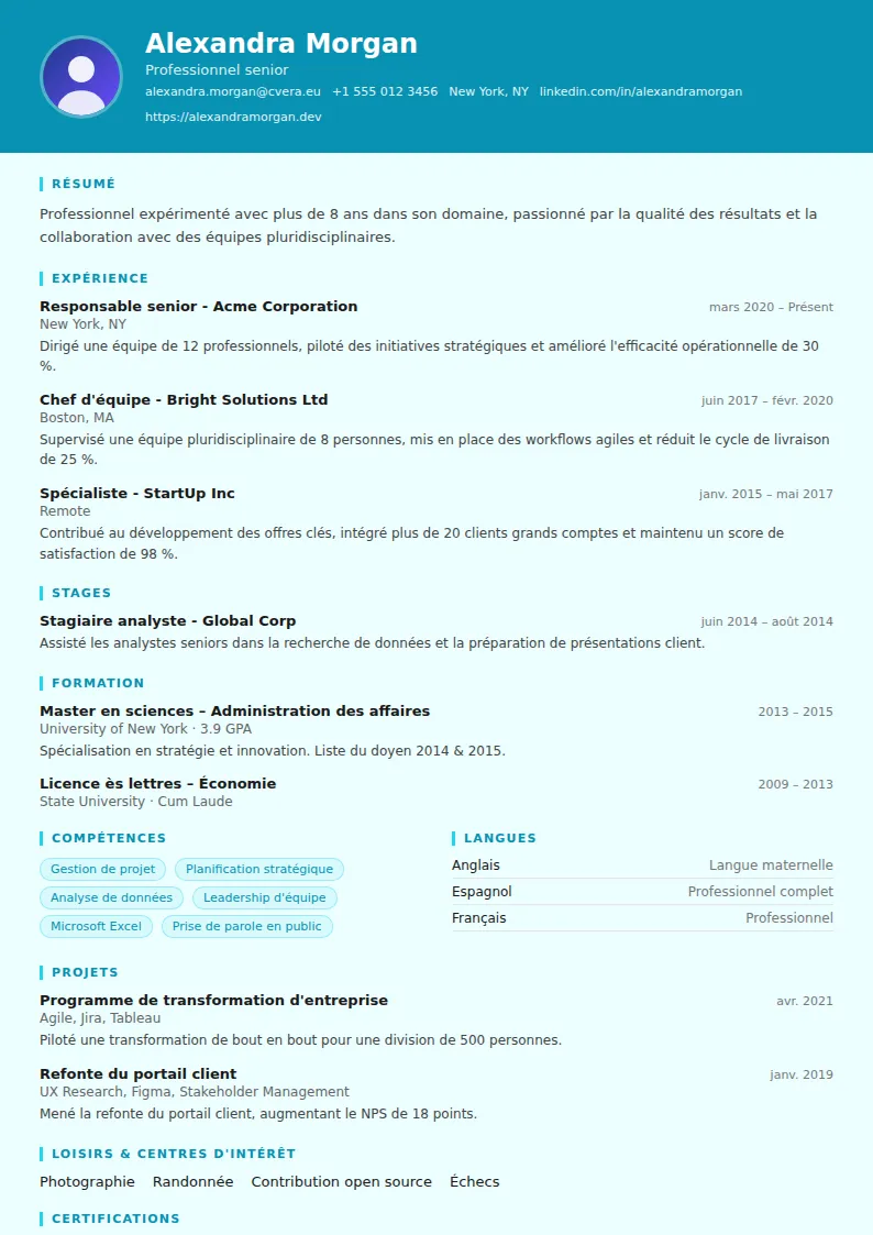 Modèle de CV Social Worker