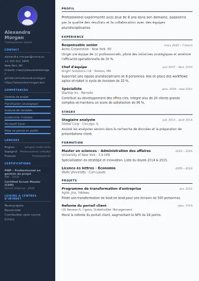 Modèle de CV Software Engineer