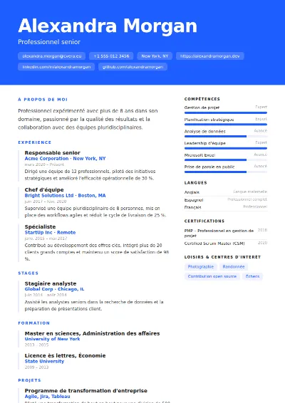 Modèle de CV Spectrum