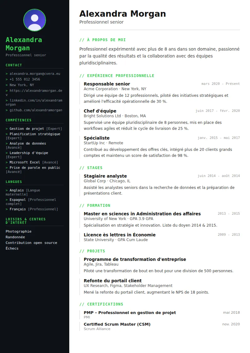 Modèle de CV Tech