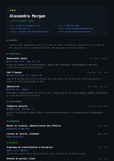 Modèle de CV Terminal