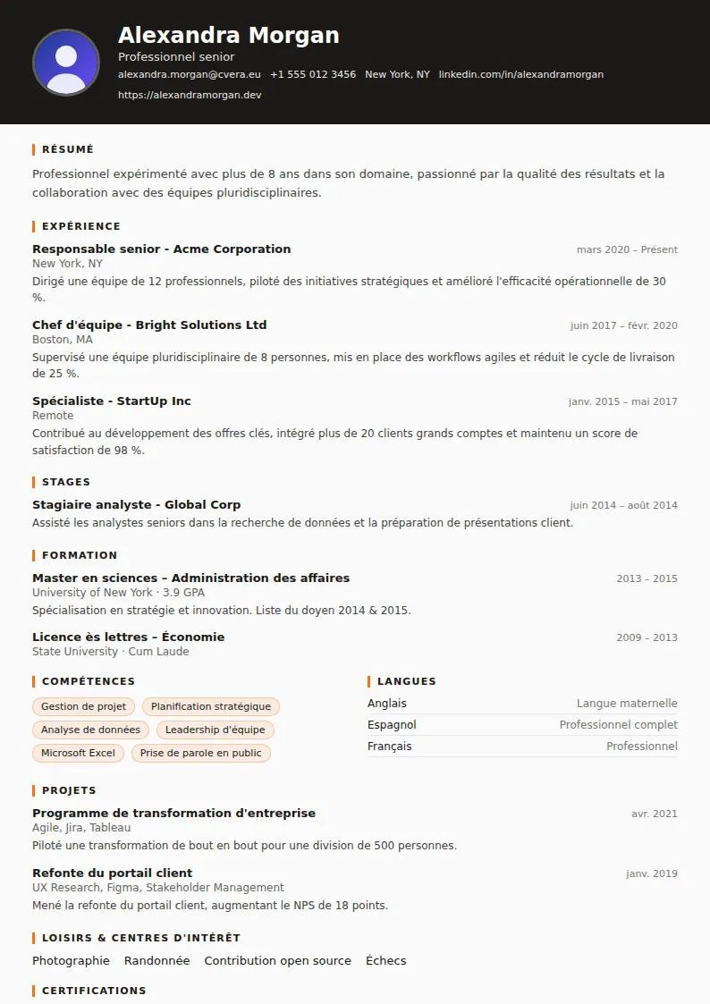 Modèle de CV Truck Driver