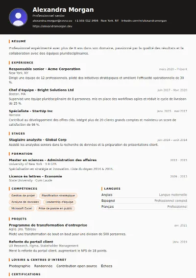 Modèle de CV Truck Driver