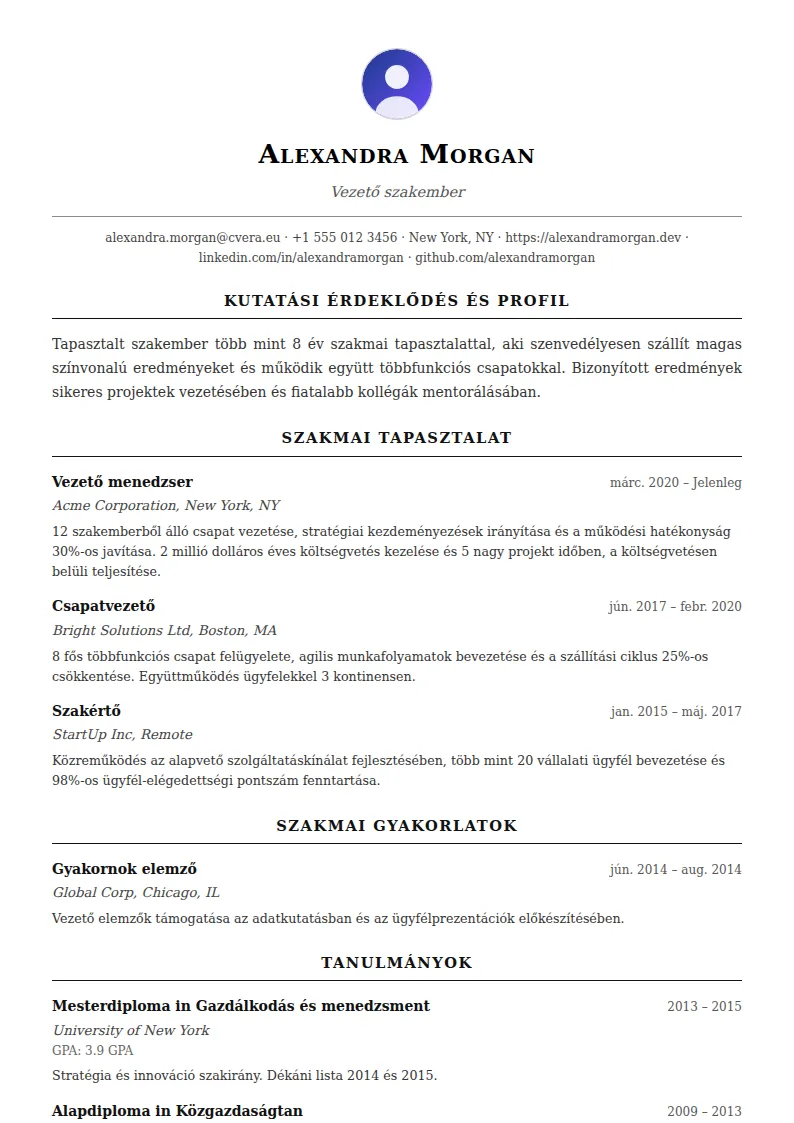 Academic önéletrajz-sablon