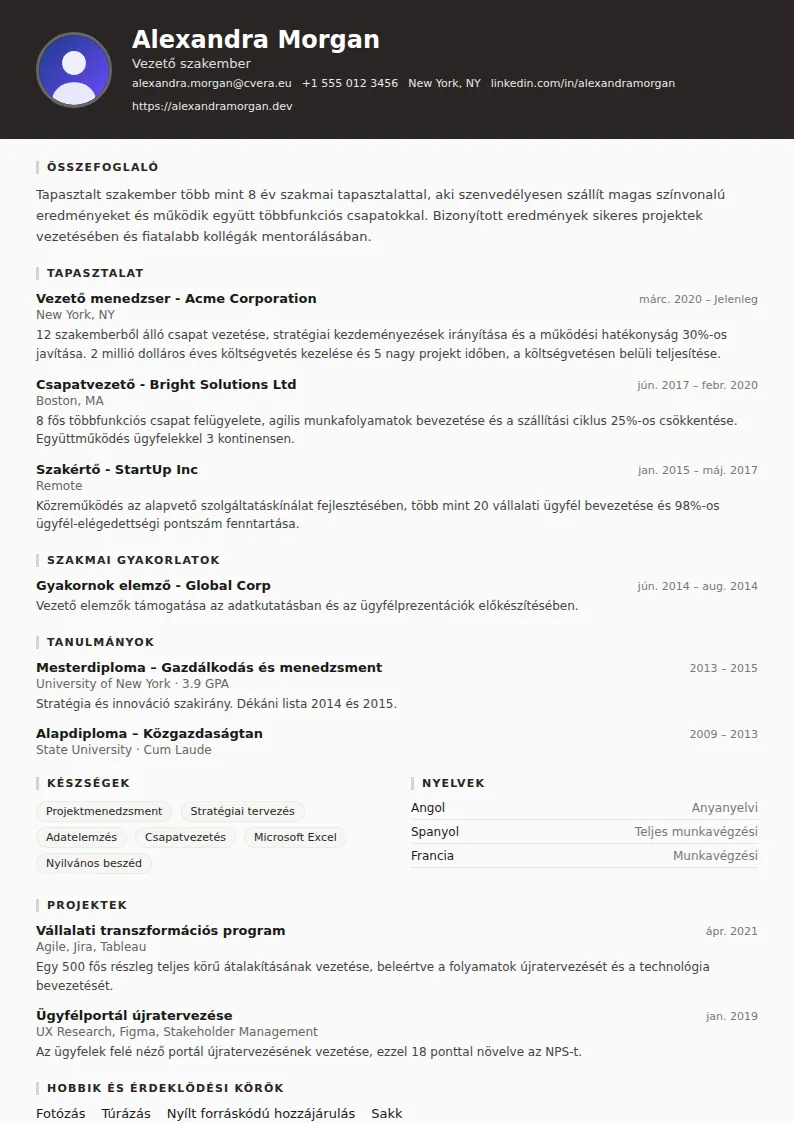 Architect önéletrajz-sablon