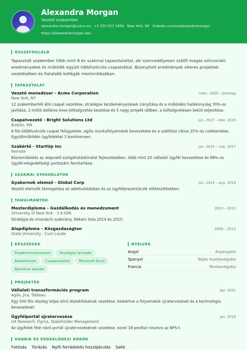 Athlete önéletrajz-sablon