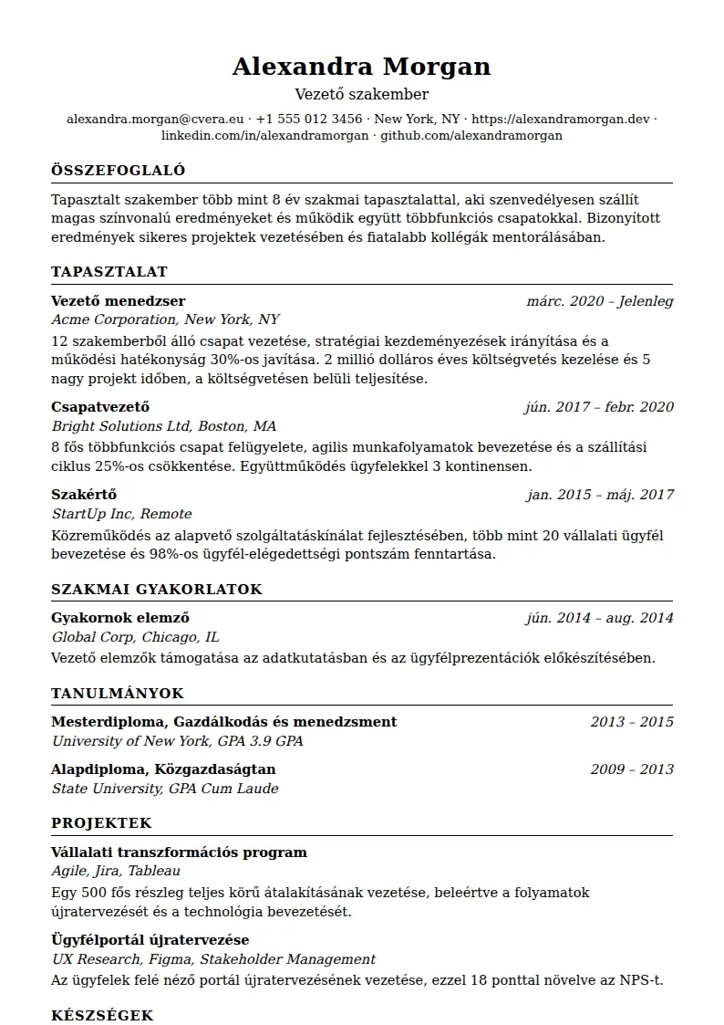 ATS Classic önéletrajz-sablon