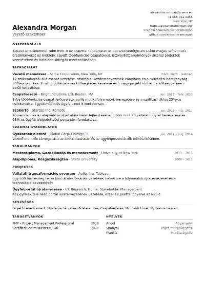 ATS Compact önéletrajz-sablon