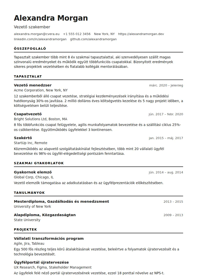 ATS Modern önéletrajz-sablon