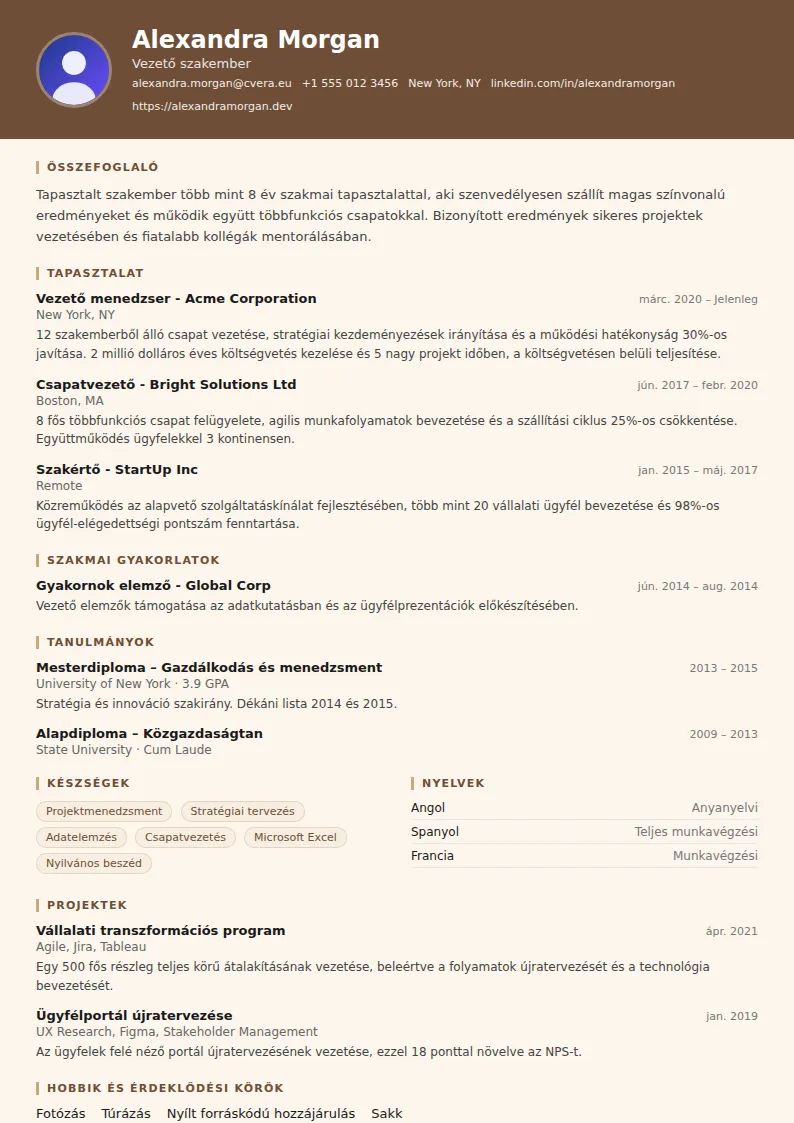Barista önéletrajz-sablon