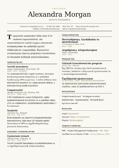 Broadsheet önéletrajz-sablon