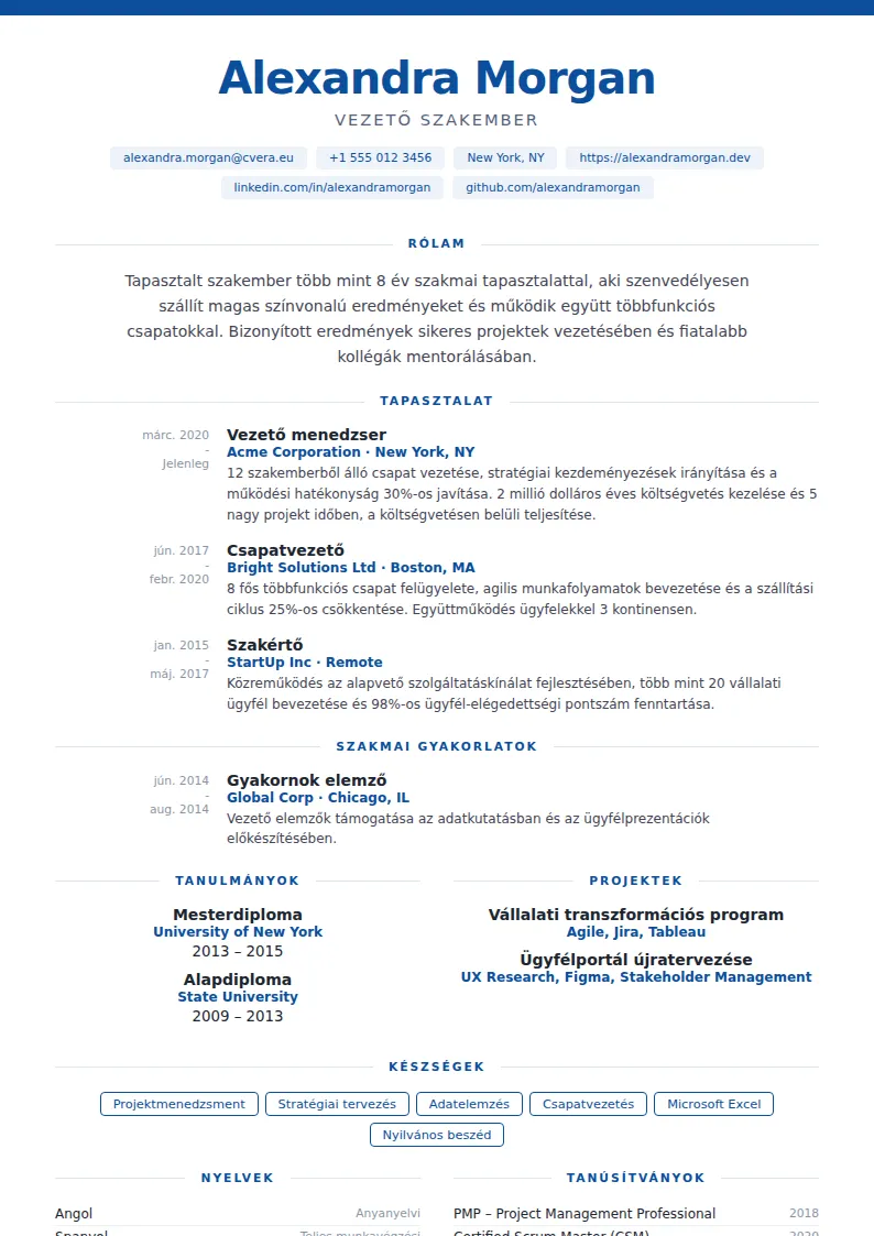 Cobalt önéletrajz-sablon