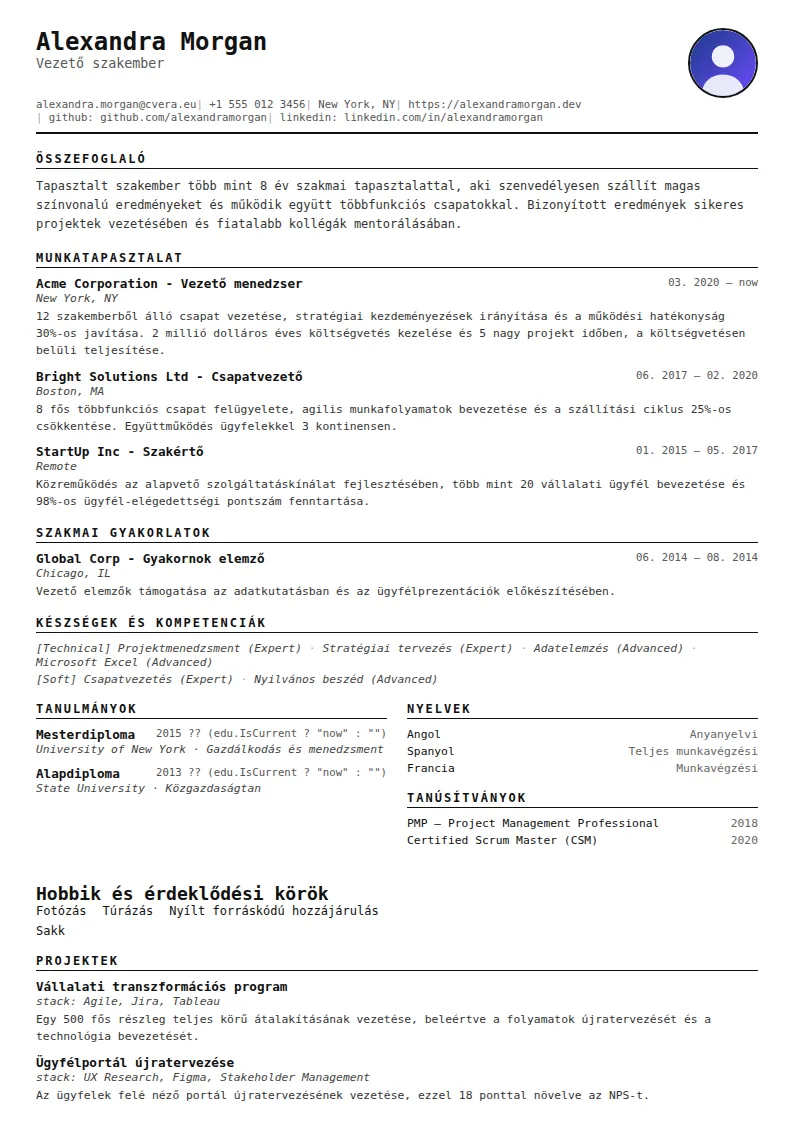 Compact önéletrajz-sablon