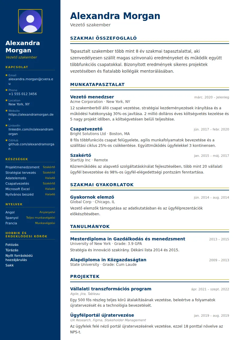 Corporate önéletrajz-sablon