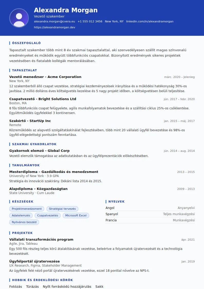 Driver önéletrajz-sablon