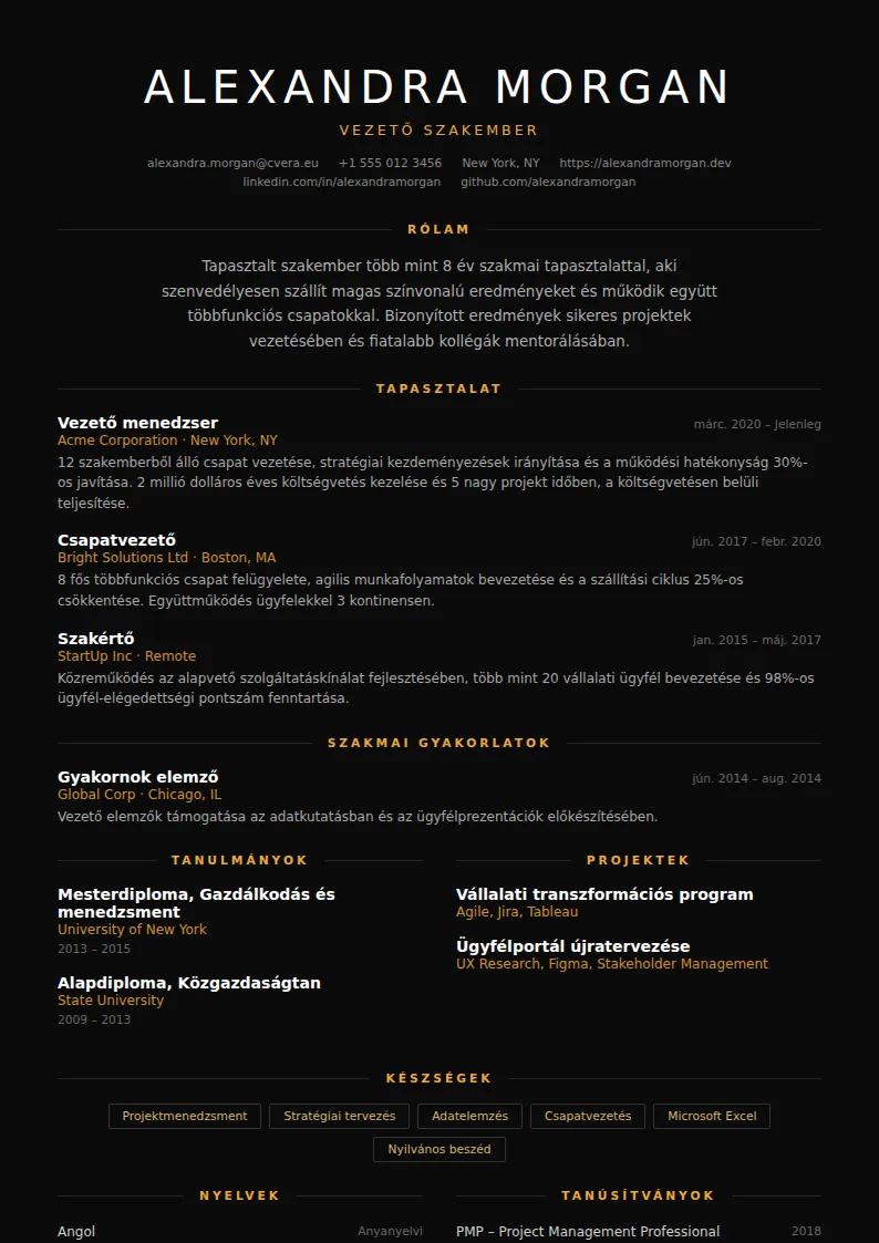 Eclipse önéletrajz-sablon