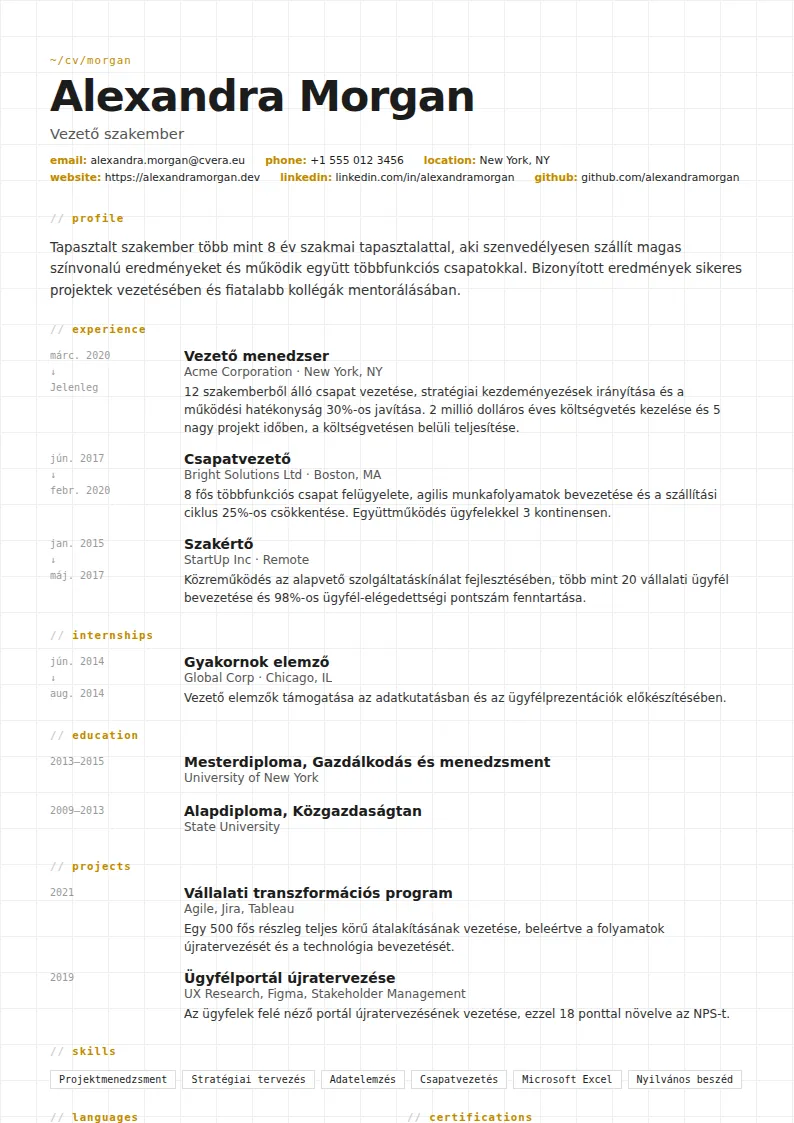 Gridline önéletrajz-sablon