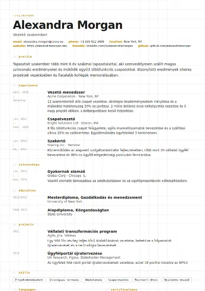 Gridline önéletrajz-sablon