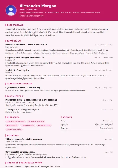 HR Manager önéletrajz-sablon