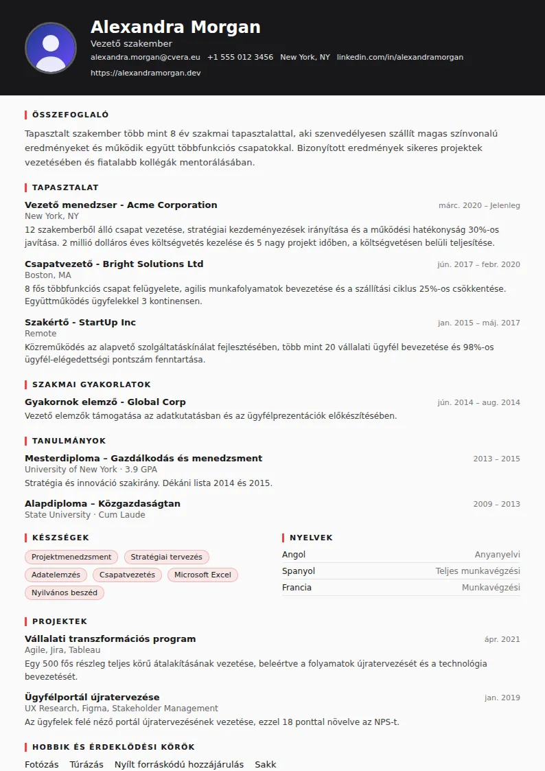 Journalist önéletrajz-sablon