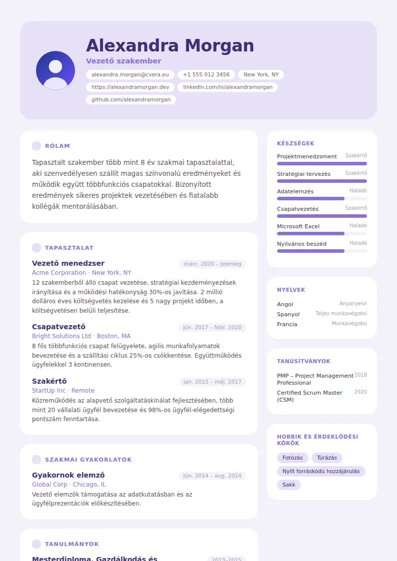 Lilac önéletrajz-sablon