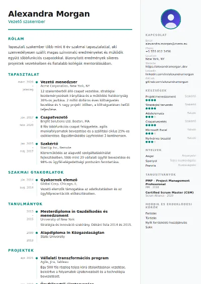 Modern önéletrajz-sablon