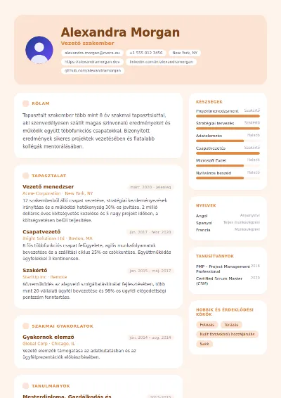 Peach önéletrajz-sablon