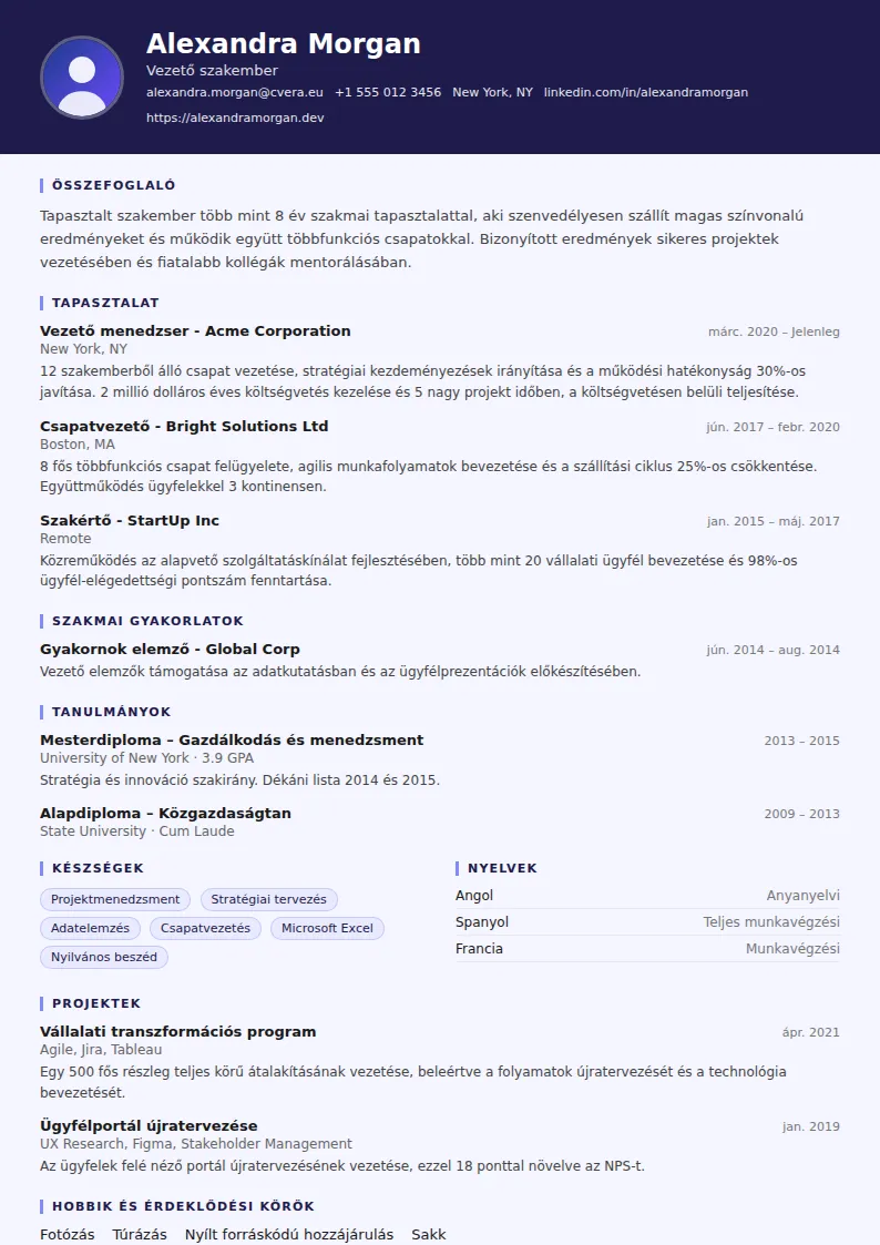 Professor önéletrajz-sablon