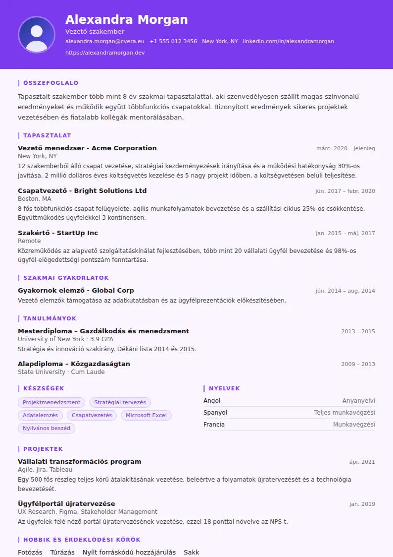 Psychologist önéletrajz-sablon
