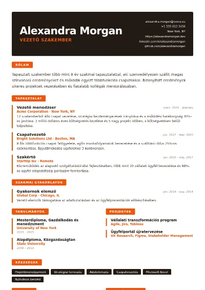 Tangerine önéletrajz-sablon