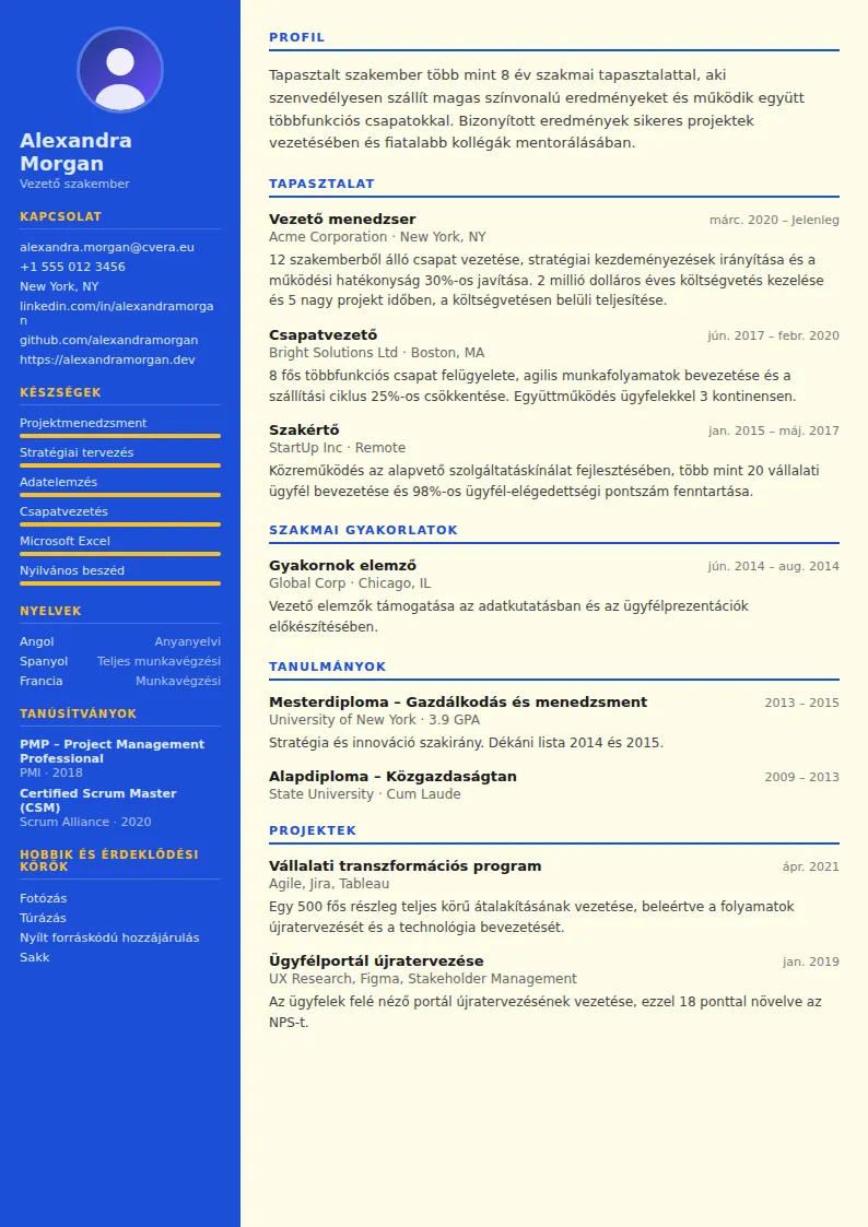 Teacher önéletrajz-sablon
