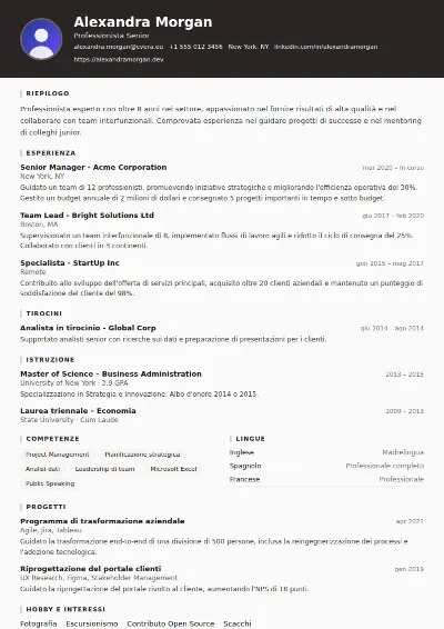 Modello di CV Architect